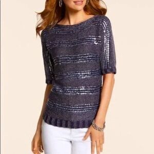 Chico's Kayden Sweater Size 1 (8) Sequin Stripe NWOT